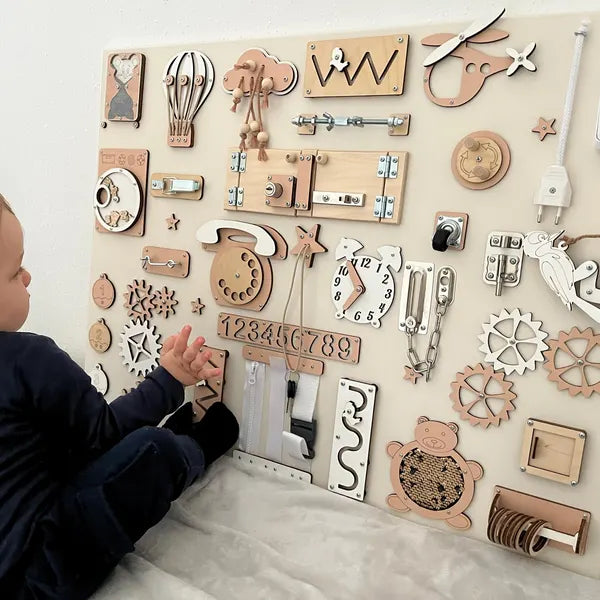 🧩 Planche Sensorielle Montessori – Jouet d’Éveil & Développement Bébé 👶✨