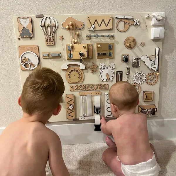 🧩 Planche Sensorielle Montessori – Jouet d’Éveil & Développement Bébé 👶✨