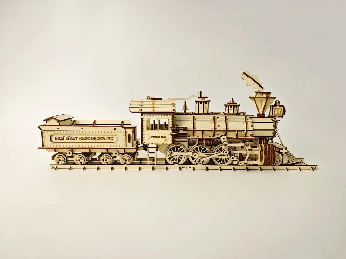 🚂 Train du Far West en Bois – Puzzle 3D
