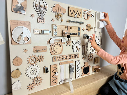 🧩 Planche Sensorielle Montessori – Jouet d’Éveil & Développement Bébé 👶✨